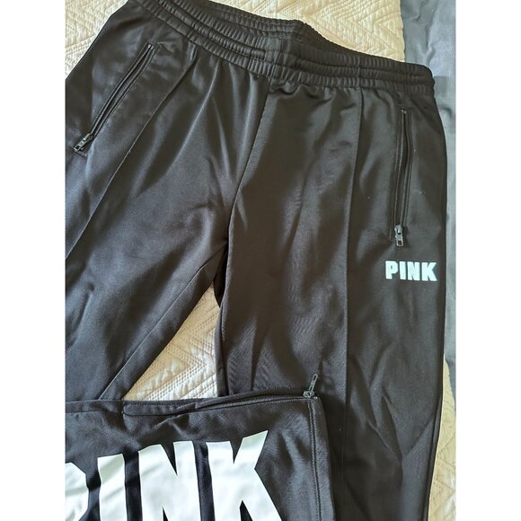 Victoria's Secret PINK brand black joggers with zipper on bottom hem Small - Picture 6 of 6